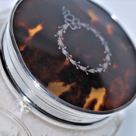 Vintage Tortoise & Sterling Vanity Jar - Picture 8 of 11